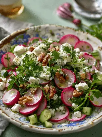 Herb and Radish Salad with Feta and Walnuts