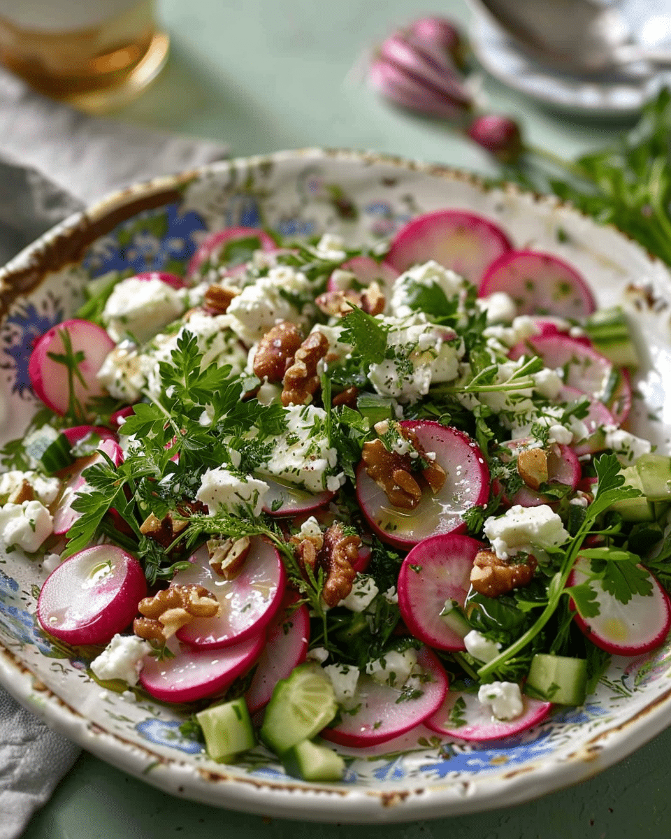 Herb and Radish Salad with Feta and Walnuts