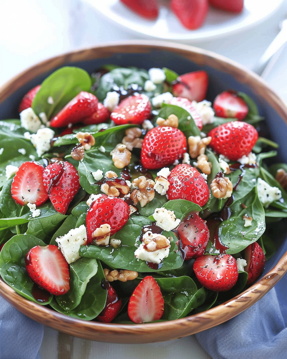 Spinach Strawberry Salad with Feta Cheese