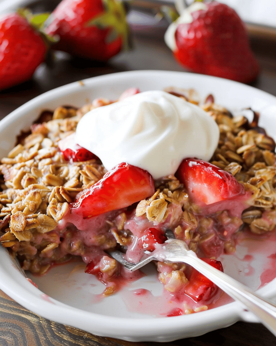 Strawberry Rhubarb Baked Oatmeal