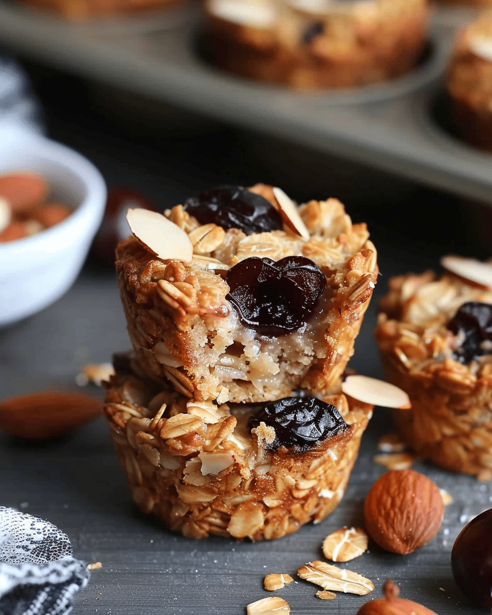 Cherry Almond Baked Oatmeal Cups