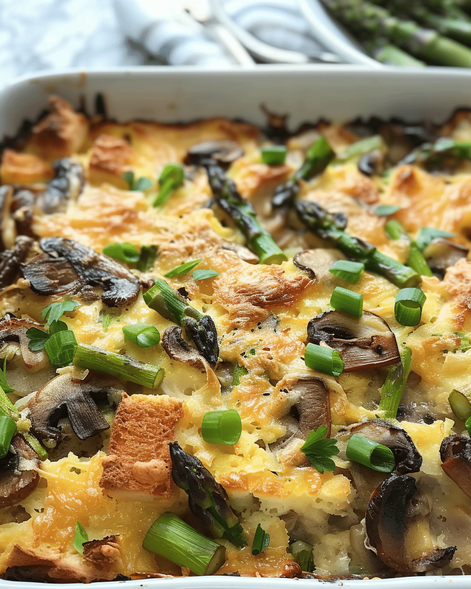 Overnight Asparagus Mushroom Strata