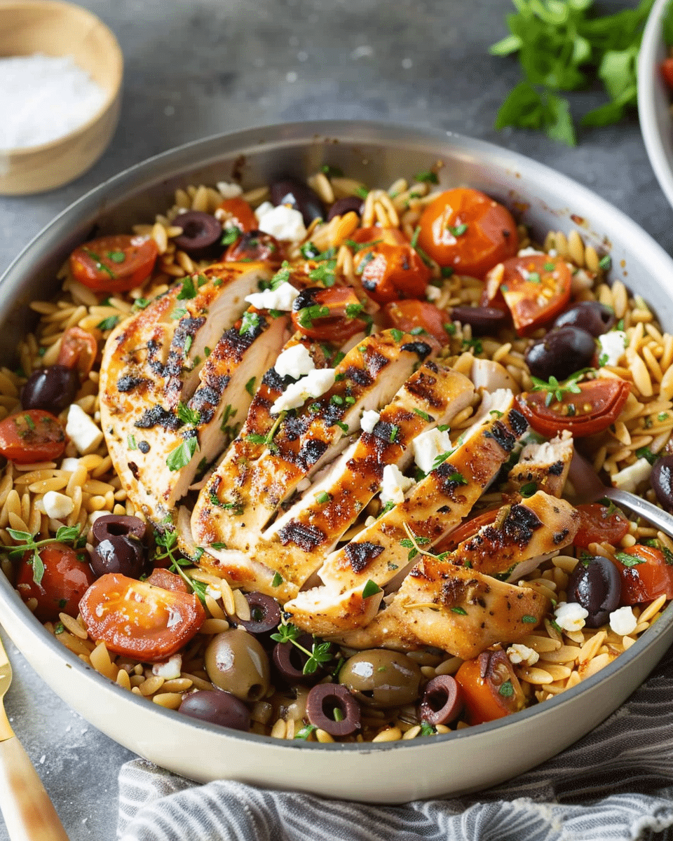 Healthy Mediterranean Chicken Orzo