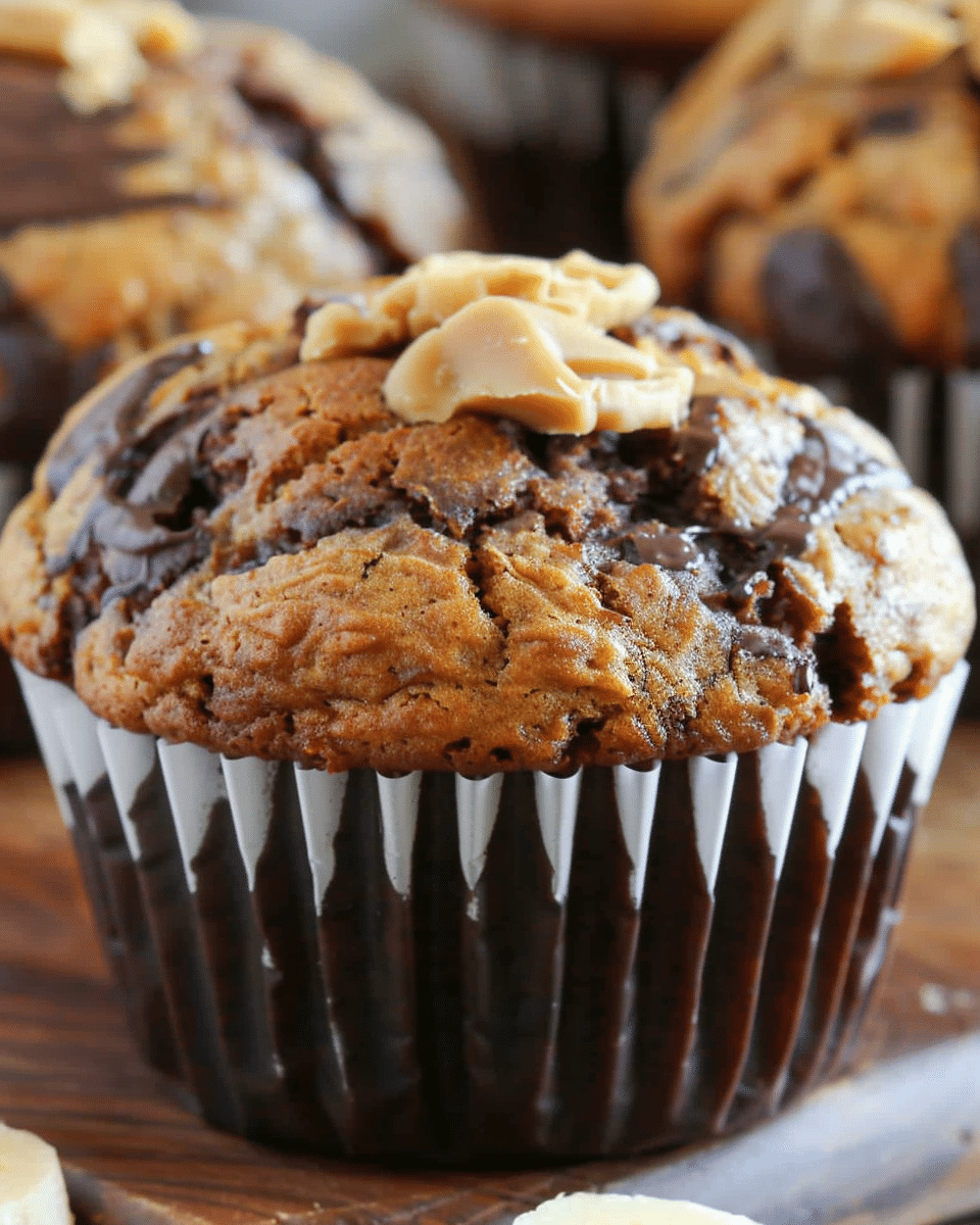 Chocolate Peanut Butter Banana Muffins