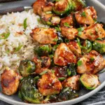 Air Fryer Sweet Chili Chicken and Brussels Sprouts