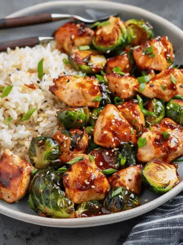 Air Fryer Sweet Chili Chicken and Brussels Sprouts