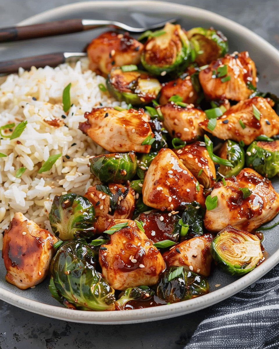 Air Fryer Sweet Chili Chicken and Brussels Sprouts