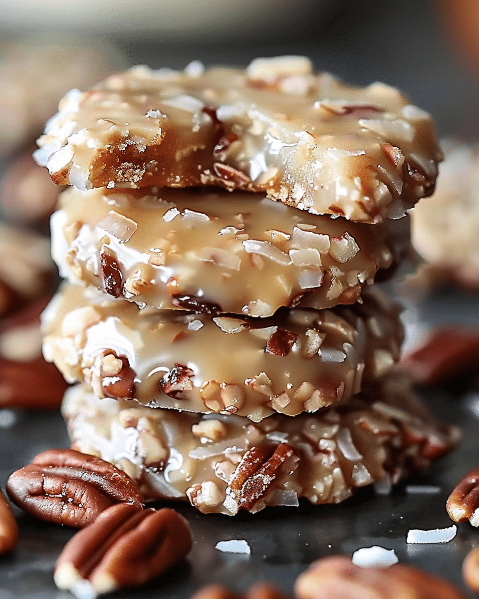 No-Bake Coconut Pecan Praline Cookies