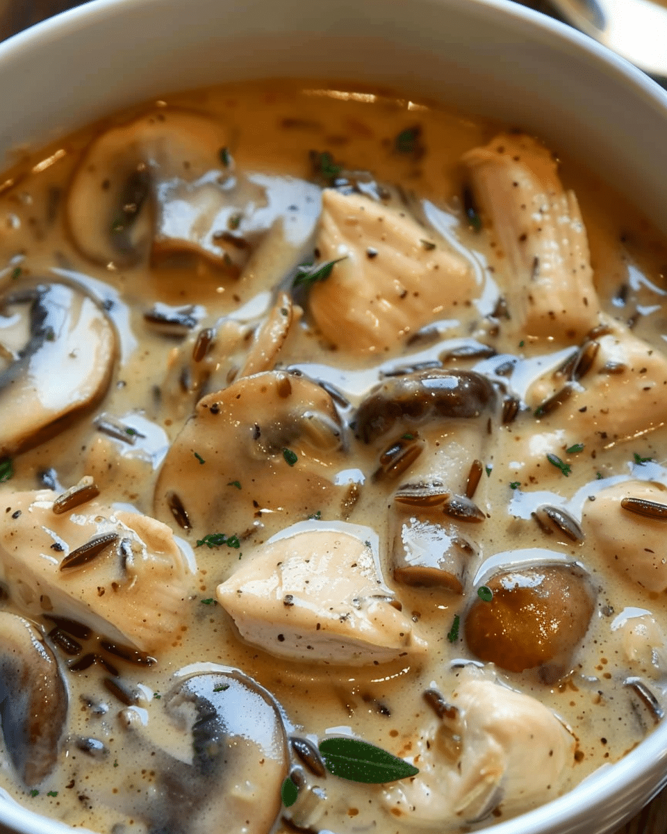 Creamy Mushroom Chicken and Wild Rice Soup