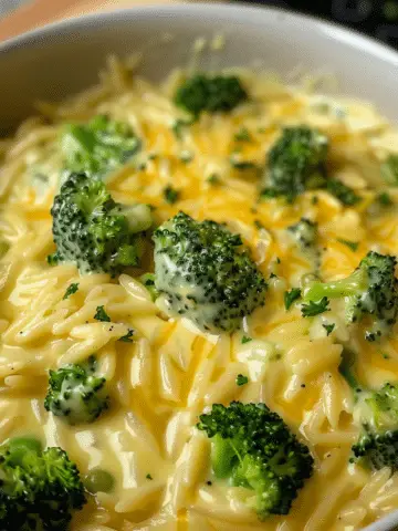 One Pot Broccoli Cheese Orzo