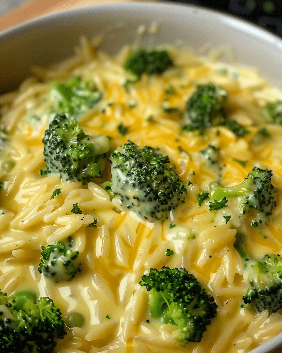 One Pot Broccoli Cheese Orzo