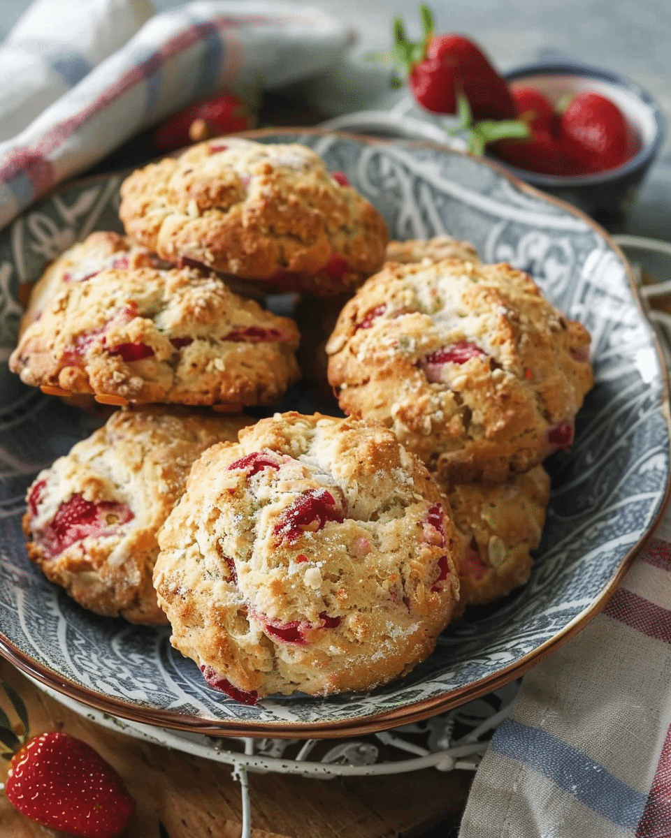 Strawberry Rhubarb Drop Biscuits