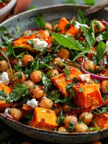 Sweet Potato and Chickpea Salad with Feta and Herbs