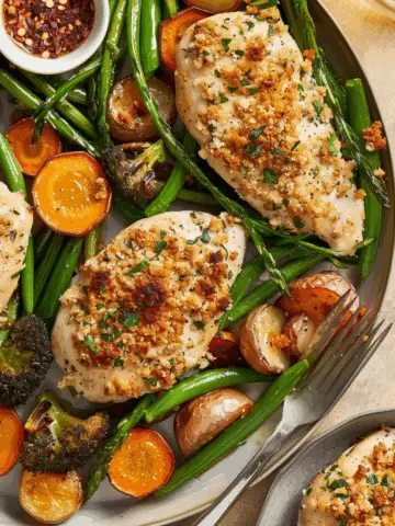 Parmesan Crusted Chicken Sheet Pan Dinner