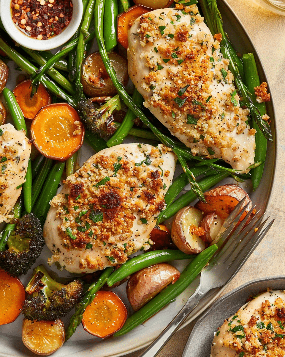 Parmesan Crusted Chicken Sheet Pan Dinner