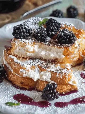 Cream Cheese Stuffed French Toast with Blackberry Compote Delights