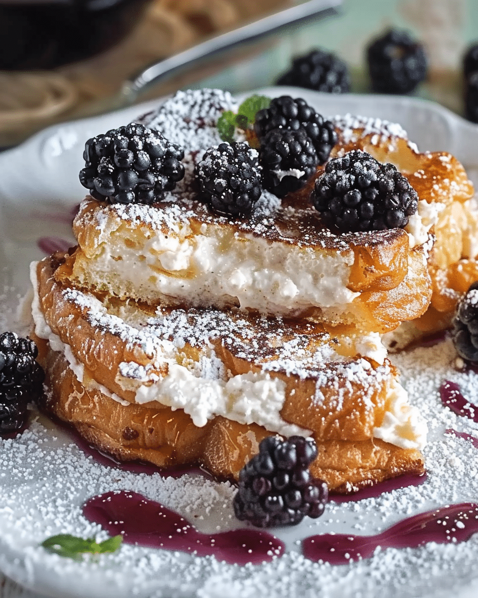 Cream Cheese Stuffed French Toast with Blackberry Compote Delights
