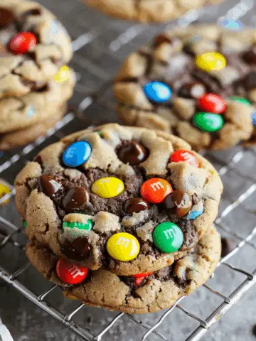 Soft and Chewy Triple Chocolate M&M Cookies