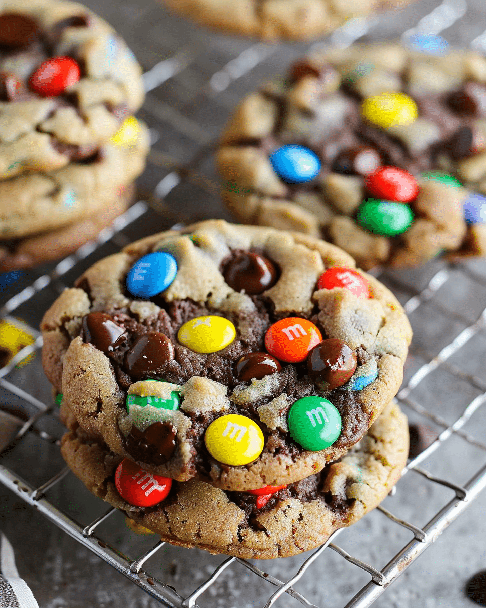Soft and Chewy Triple Chocolate M&M Cookies