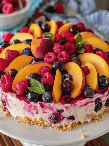 Summer Berry and Peach Cheesecake
