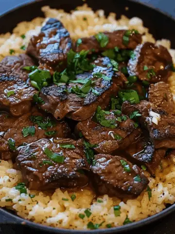 Honey Garlic Butter Steak and Rice Skillet