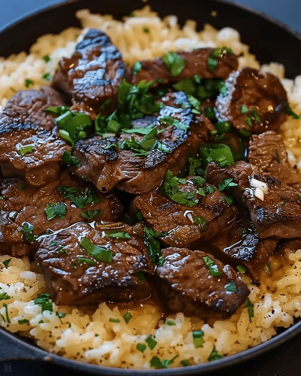 Honey Garlic Butter Steak and Rice Skillet