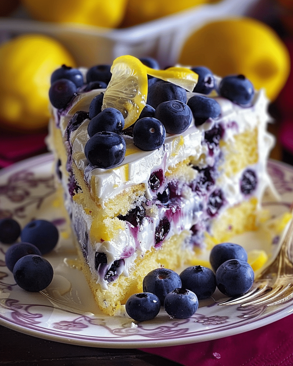 No-Bake Lemon Dazzling Blueberry Cream Cake