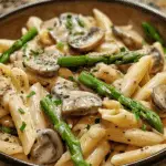 Creamy Mushroom and Asparagus Chicken Penne