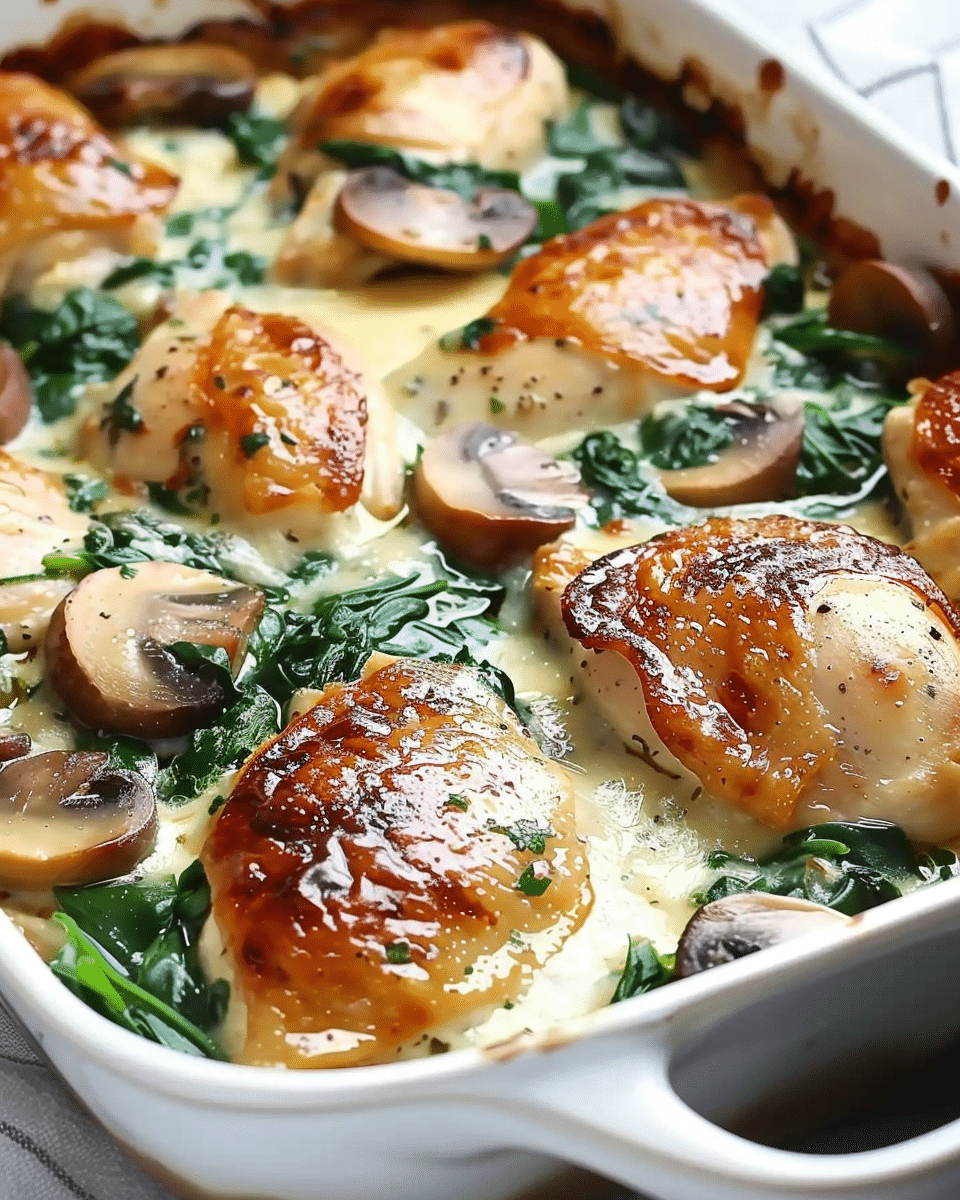 Chicken, Spinach, and Mushroom Low-Carb Oven Dish