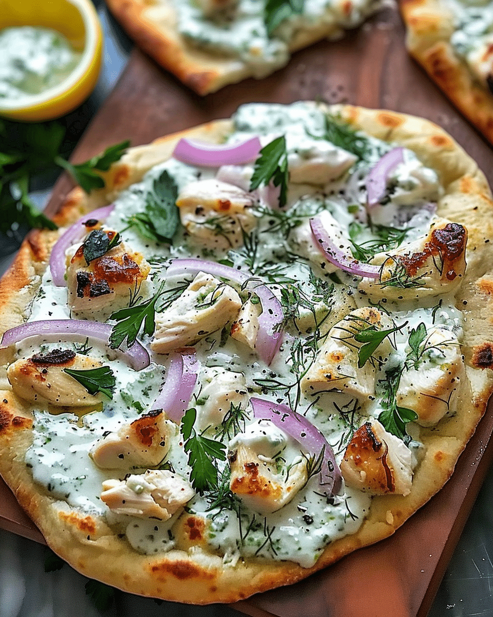 Tzatziki Chicken Naan Pizza