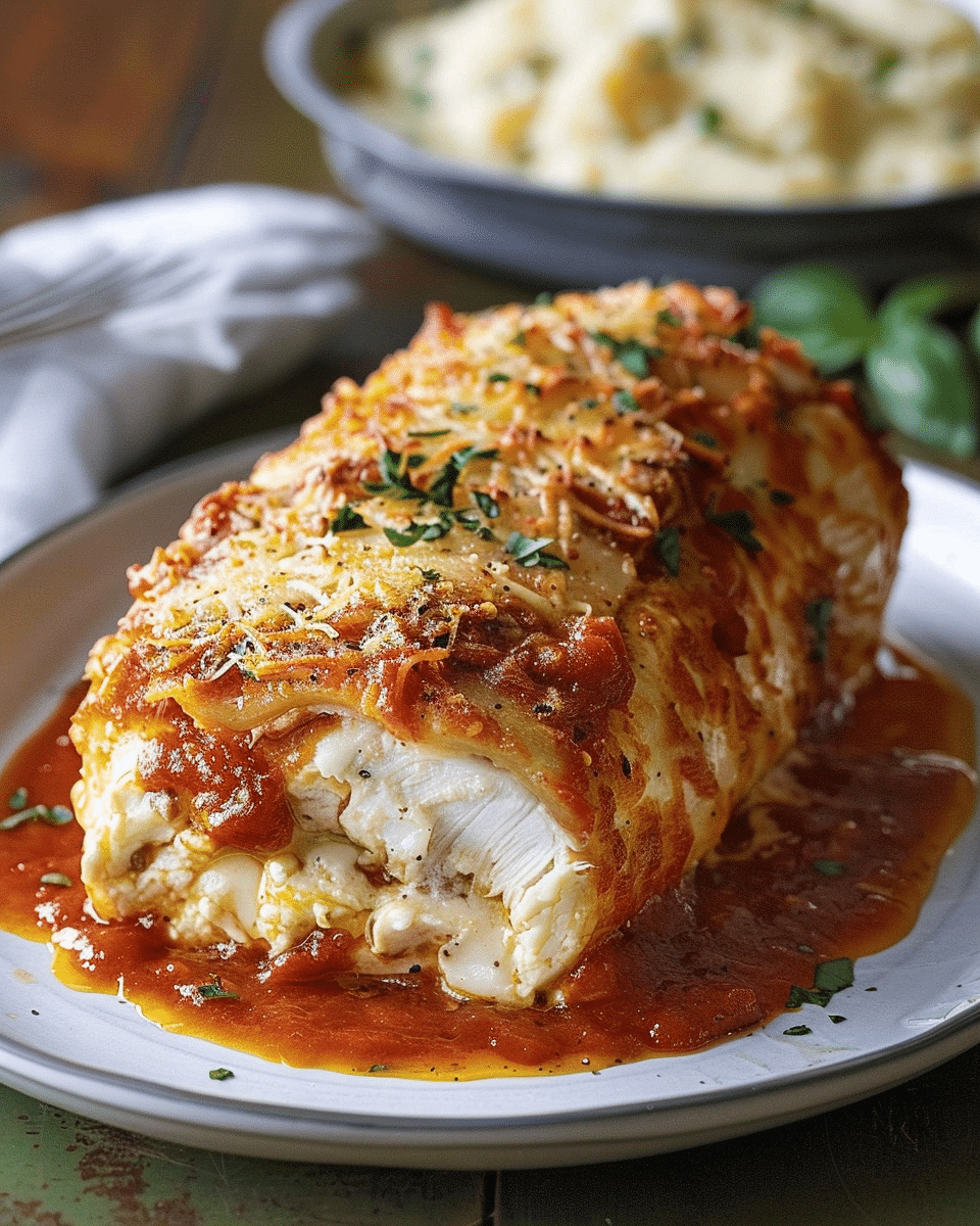Chicken Parmesan Stuffed with Cream Cheese