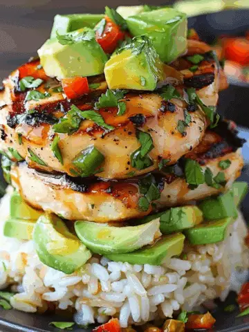 Honey Lime Chicken & Avocado Rice Stack