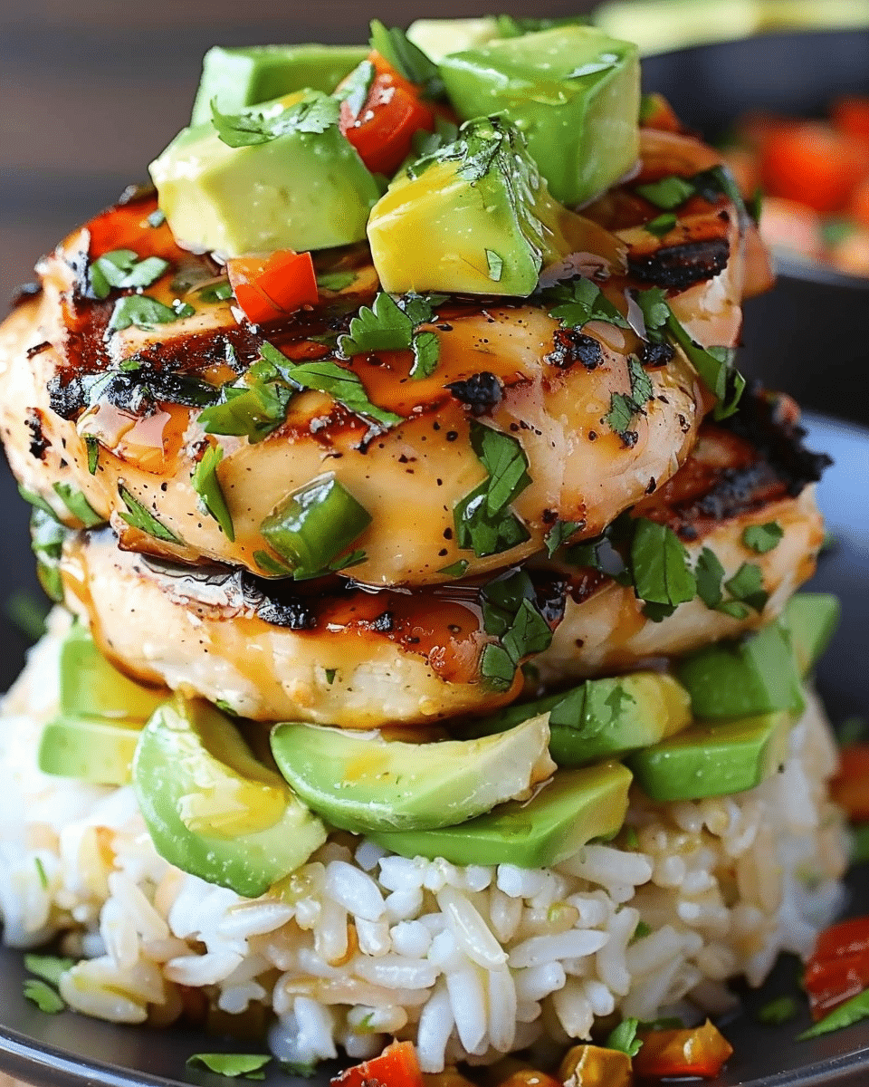 Honey Lime Chicken & Avocado Rice Stack