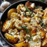 Roasted Potatoes with Baked Feta and Garlic