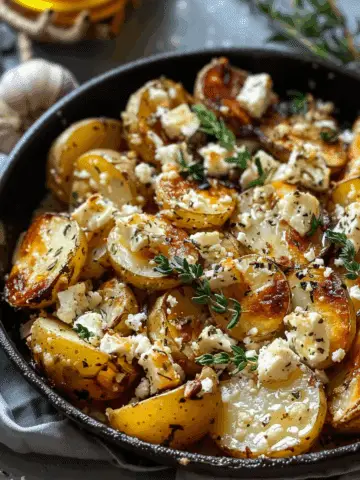 Roasted Potatoes with Baked Feta and Garlic