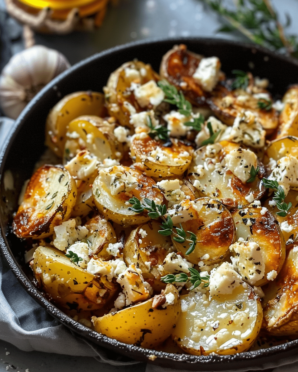 Roasted Potatoes with Baked Feta and Garlic