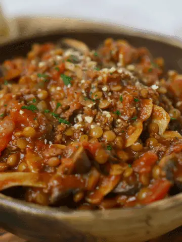 Lentil and Mushroom Bolognese