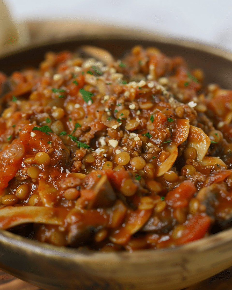 Lentil and Mushroom Bolognese