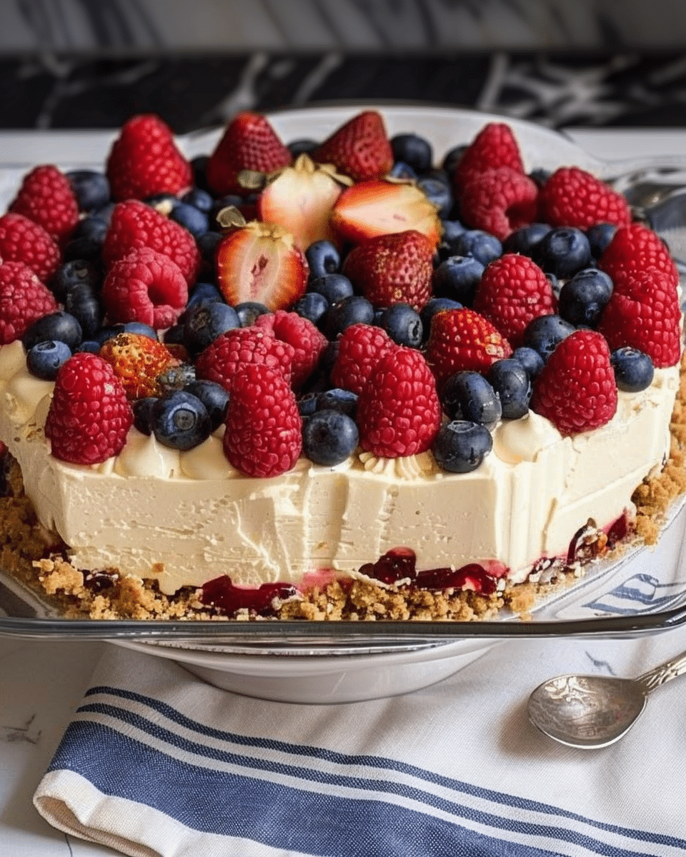 No-Bake Cheesecake Flag Cake